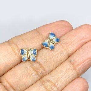 14K GOLD BUTTERFLY EARRINGS Womens Jewelry Studs Genuine Gold